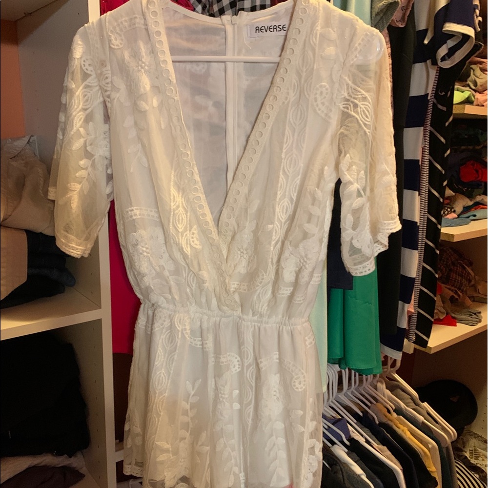 princess polly white floral / lace romper